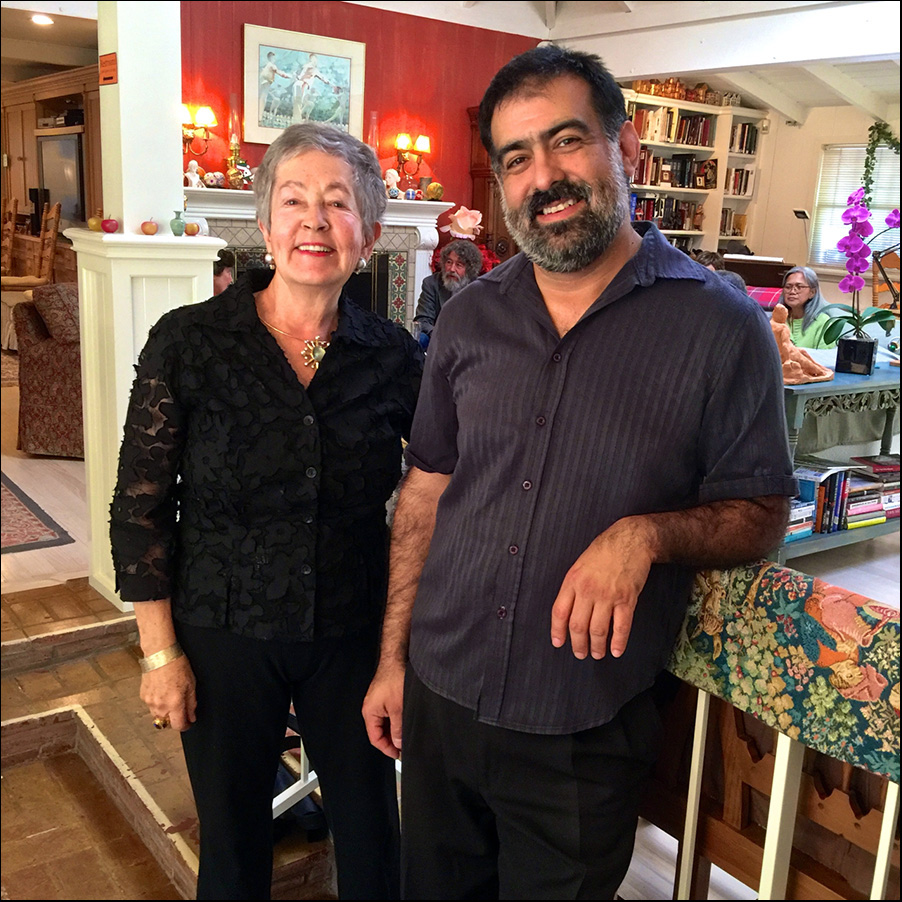 Sally Mosher with noted harpsichordist Gilbert Martinez, after a performance